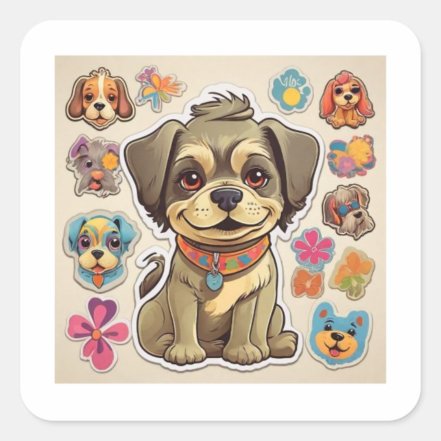 Adesivo Quadrado Pentes de Cães (Frente)