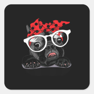 Adesivo Quadrado Pentes de Cães   Retrato De Bulldog Francês Num 