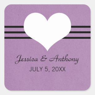 Adesivo Quadrado Pentes de Casamento Coração Moderno, Roxo