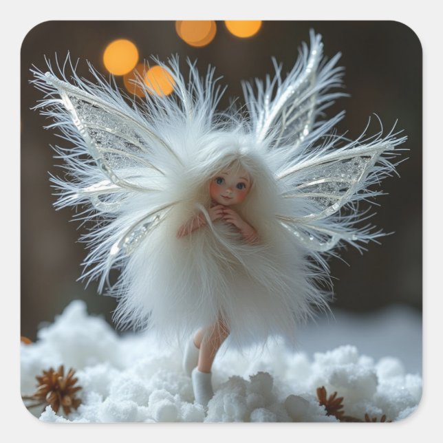 Adesivo Quadrado Pentes de fada de inverno (Frente)