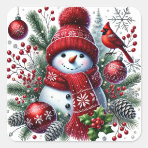 Adesivo Quadrado Pentes de Neve de Natal