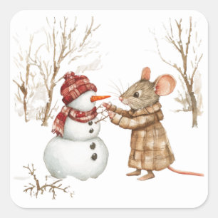 Adesivo Quadrado Pentes de rato de Natal bonitos