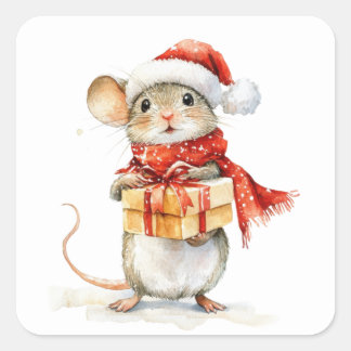Adesivo Quadrado Pentes de rato de Natal bonitos