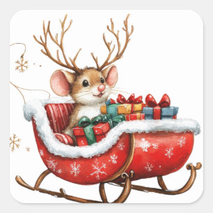 Adesivo Quadrado Pentes de rato de Natal bonitos