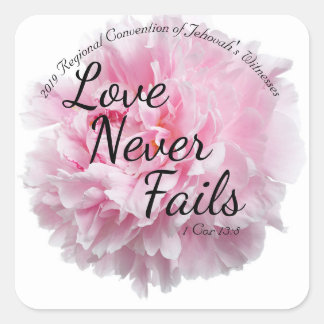 Adesivo Quadrado Peony Floral 2019 CONVENÇÃO JW "Love Nunca Fails"