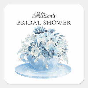 Adesivo Quadrado Peony Floral Bridal ShowerTea Square Stick