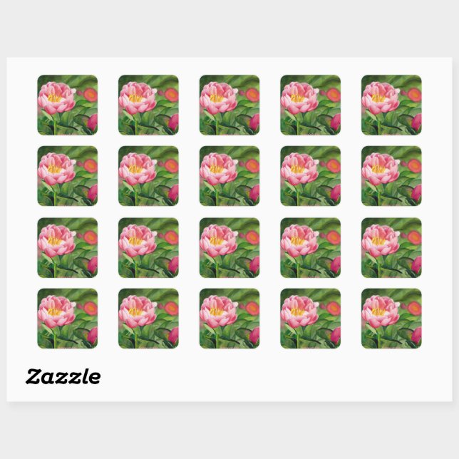 Adesivo Quadrado Peony Stickers (Folha)