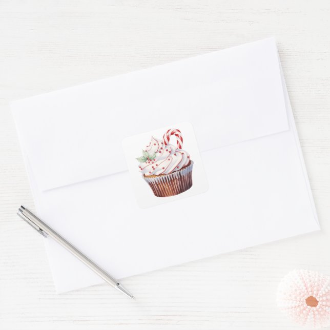 Adesivo Quadrado Peppermint White Red Treats (Envelope)