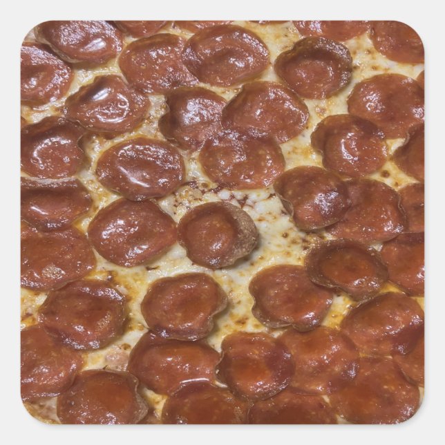 Adesivo Quadrado Pepperoni Pizza (Frente)