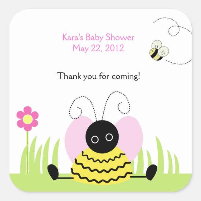 Adesivo Quadrado Pequena Abelha Bumble Abelhas SQUARE Favor Sticker (Frente)