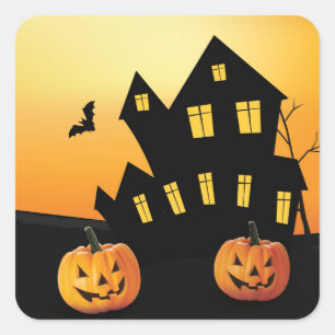 Adesivo Quadrado Pequena Abóbora de Halloween