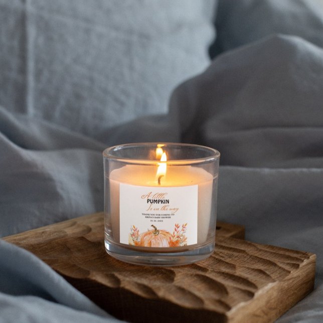 Adesivo Quadrado Pequena abóbora no caminho Fall Chá de fraldas Lab (Criador carregado)