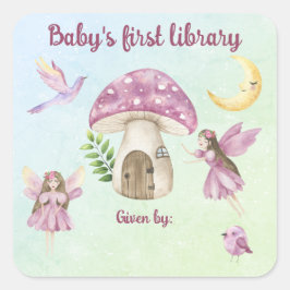 Adesivo Quadrado Pequena Biblioteca da Fada Baby
