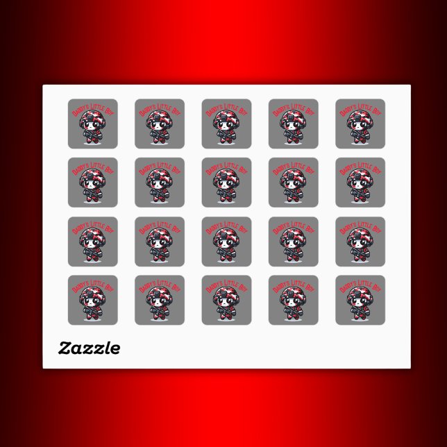 Adesivo Quadrado Pequena Cara de Camo - Vermelho, Preto e Branco | (Criador carregado)