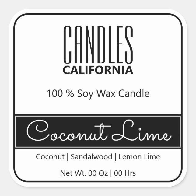 Adesivo Quadrado Pequena Fronteira Quadrada Simples Velas Brancas P (Frente)