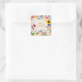 Adesivo Quadrado Pequena mãe de flor silvestre para o Chá de fralda