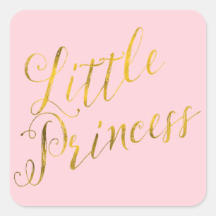 Adesivo Quadrado Pequena Princesa Cotação Faux Gold Foil Glitter Ro
