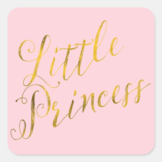 Adesivo Quadrado Pequena Princesa Cotação Faux Gold Foil Glitter Ro (Frente)