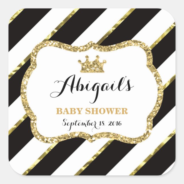 Adesivo Quadrado Pequena Princesa Sticker, Preta, Faux Glitter (Frente)