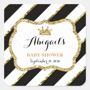 Adesivo Quadrado Pequena Princesa Sticker, Preta, Faux Glitter