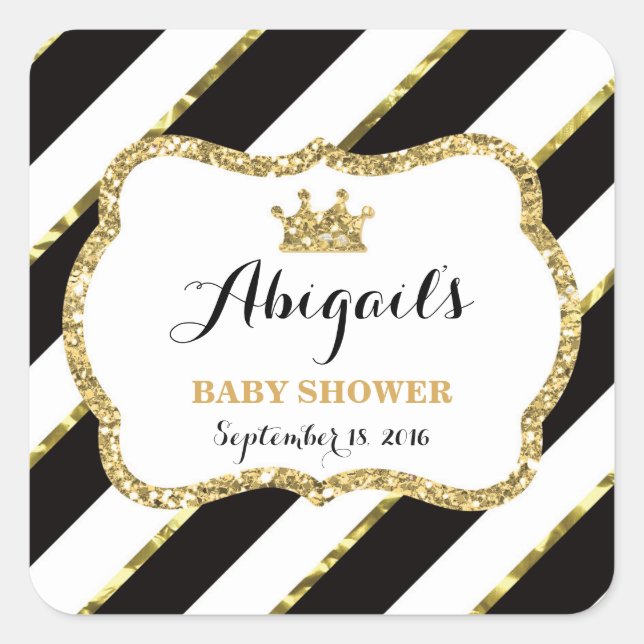 Adesivo Quadrado Pequena Princesa Sticker, Preta, Faux Glitter (Frente)