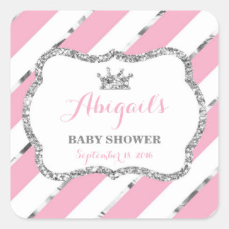 Adesivo Quadrado Pequena Princesa Sticker, Rosa, Cinza Falso