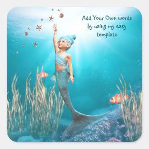 Adesivo Quadrado Pequena Sereia 1 Sticker