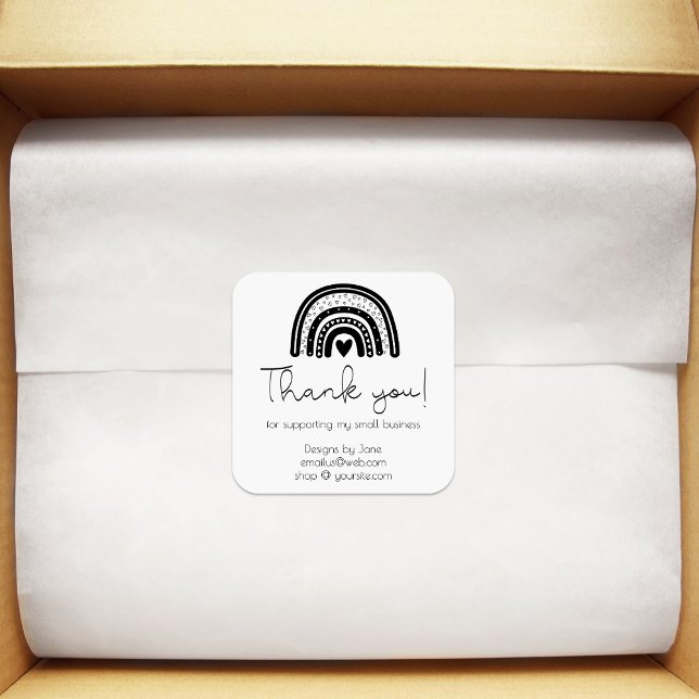 Adesivo Quadrado Pequenas empresas Obrigado Rainbow Modern Personal (Criador carregado)