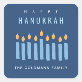 Adesivo Quadrado Pequenas velas Amarelas Azuis Simples Felizes Hanu