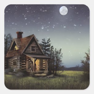 Adesivo Quadrado Pequeno Algodão À Lua