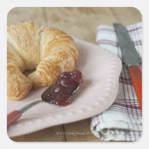 Adesivo Quadrado Pequeno almoço francês com croissant