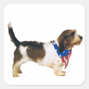 Adesivo Quadrado Pequeno Basset Griffon Vendeen Patriótico