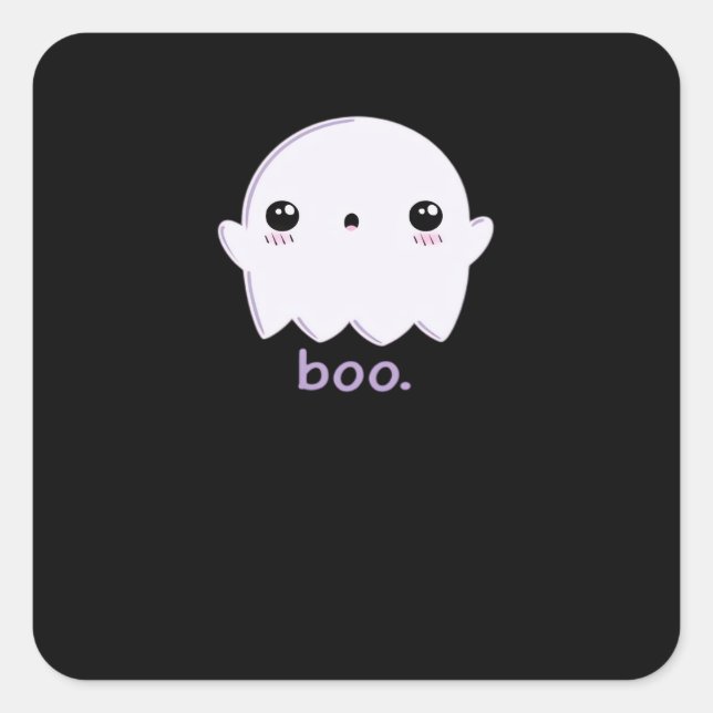 Adesivo Quadrado Pequeno Boo Cute Halloween (Frente)