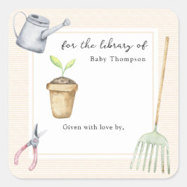 Adesivo Quadrado Pequeno broto para a biblioteca de