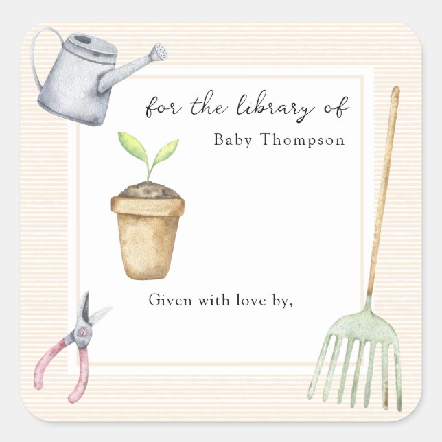 Adesivo Quadrado Pequeno broto para a biblioteca de (Frente)