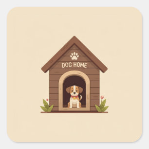 Adesivo Quadrado Pequeno Cachorro para Casa