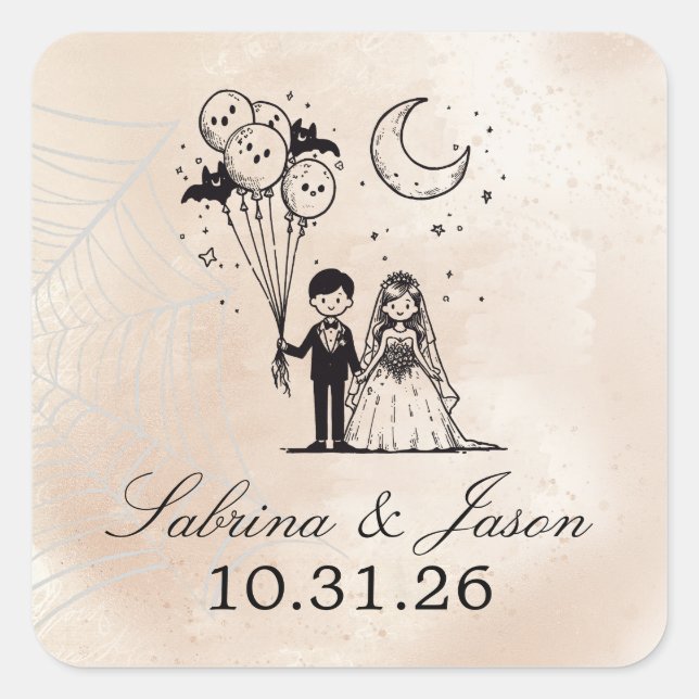 Adesivo Quadrado Pequeno Casal Spooky (Frente)