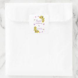 Adesivo Quadrado Pequeno Chá de fraldas de borboleta