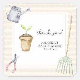 Adesivo Quadrado Pequeno chá de fraldas de broto obrigado você