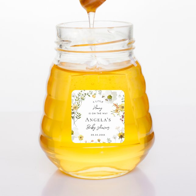 Adesivo Quadrado Pequeno Chá de fraldas Floral Amarelo de Abelhas d (Criador carregado)