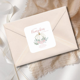 Adesivo Quadrado Pequeno Chá de fraldas Rosa-Rosa