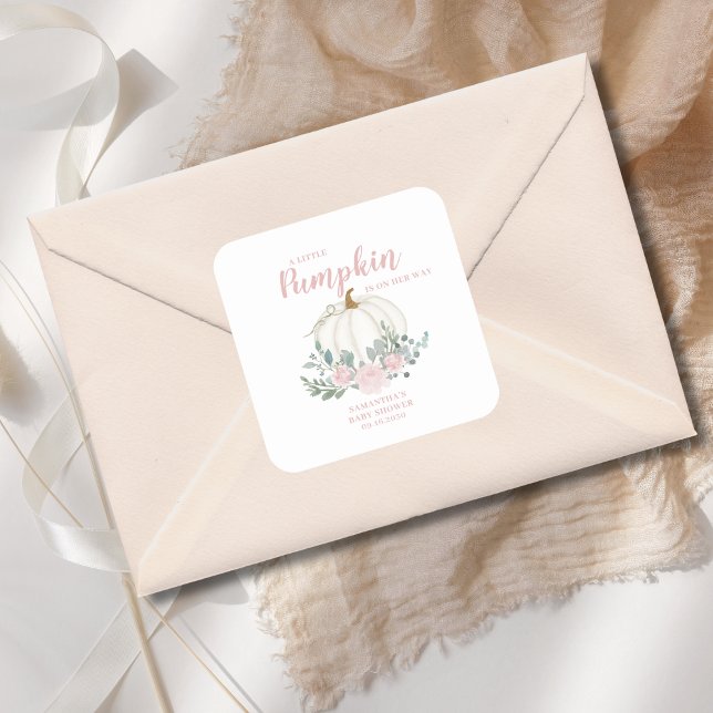 Adesivo Quadrado Pequeno Chá de fraldas Rosa-Rosa (Criador carregado)