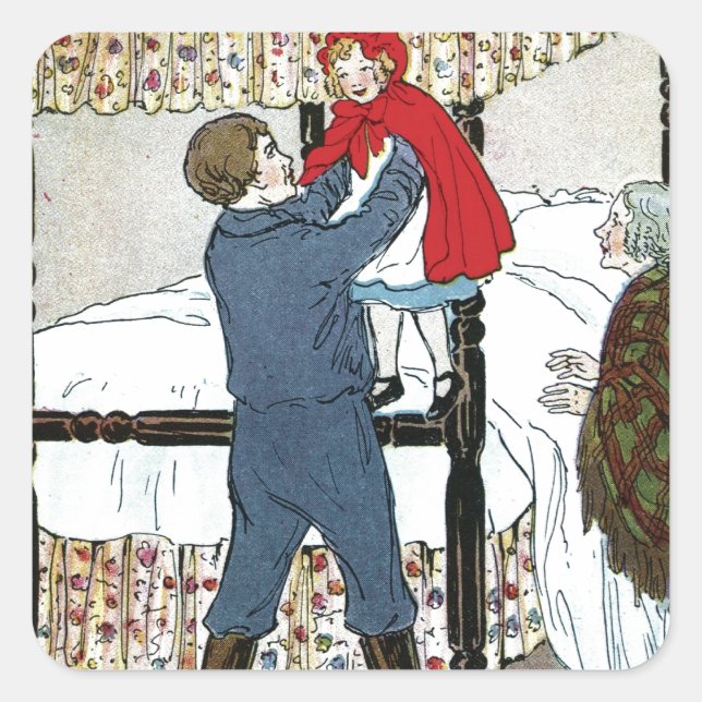 Adesivo Quadrado Pequeno Chapéu Vermelho: Pequeno Seguro Vermelho (Frente)