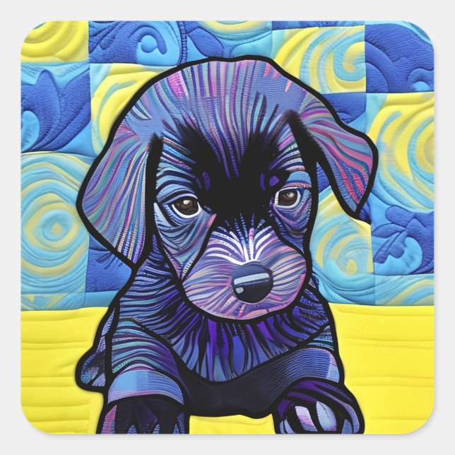 Adesivo Quadrado Pequeno Coletor Preto, Com Design (Frente)