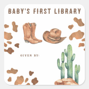 Adesivo Quadrado Pequeno Cowboy - Primeira biblioteca 