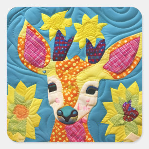Adesivo Quadrado Pequeno Deer Quilt Como Design