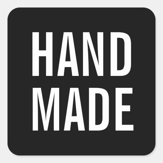 Adesivo Quadrado Pequeno e simples negócio preto moderno feito à mã (Frente)