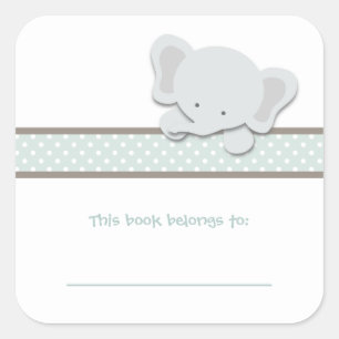 Adesivo Quadrado Pequeno Elefante {Teal}   Livros