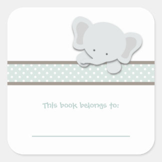 Adesivo Quadrado Pequeno Elefante {Teal} | Livros