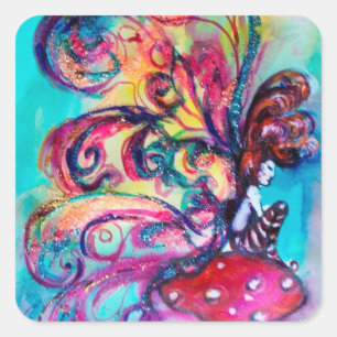 Adesivo Quadrado Pequeno Elfo dos Cogumelos